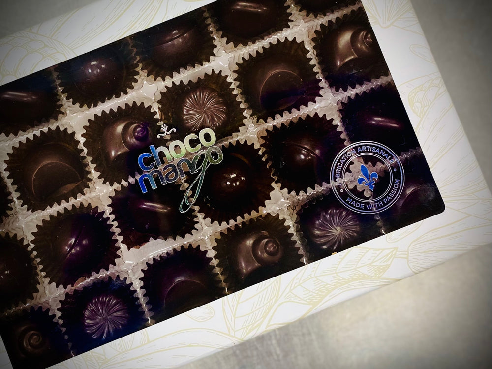 Boîte de 24 chocolats végétaliens, sans lactose
